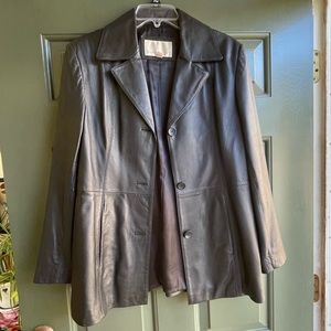 Nine West black genuine leather jacket